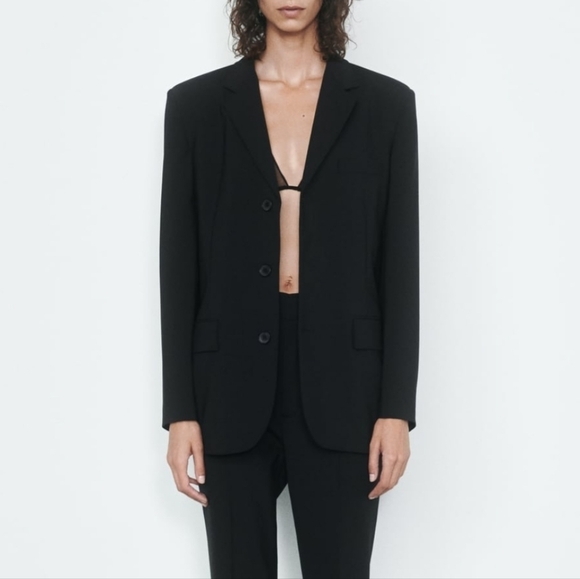 ZARA NWT Straight Wool Blend Blazer ZW Collection L - Picture 1 of 16